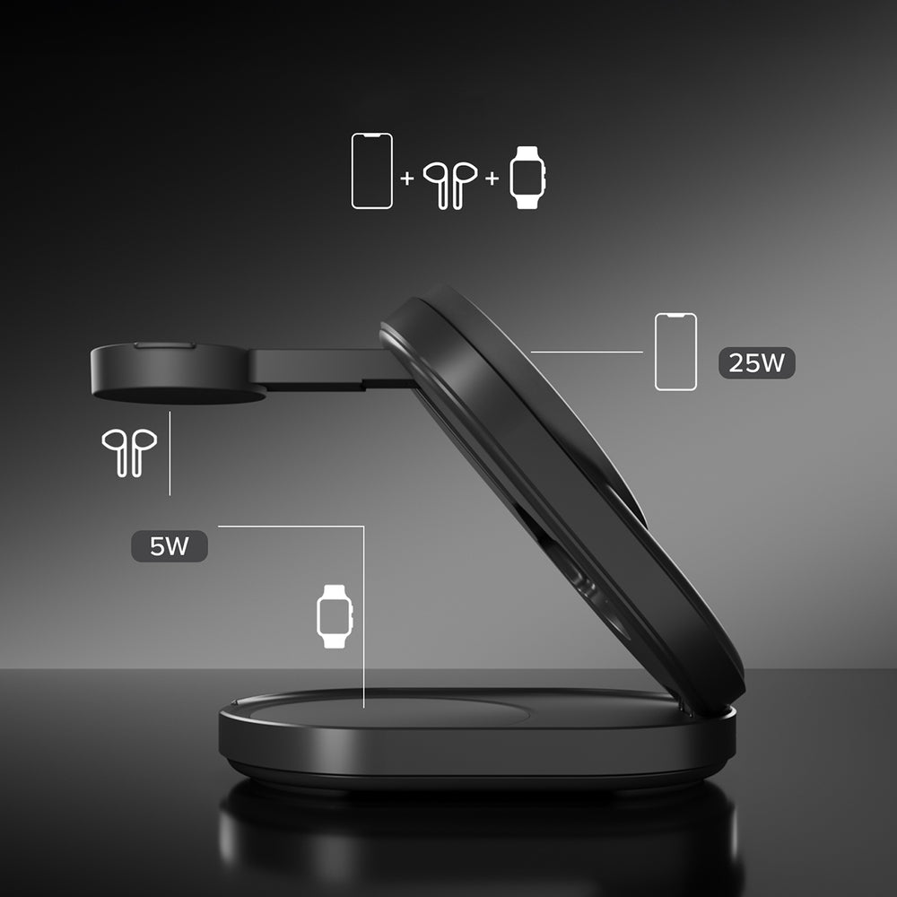 SBS Qi2.2 25W Inductive 3-in-1 Foldable Charging Station with MFI Certificate - Black_5