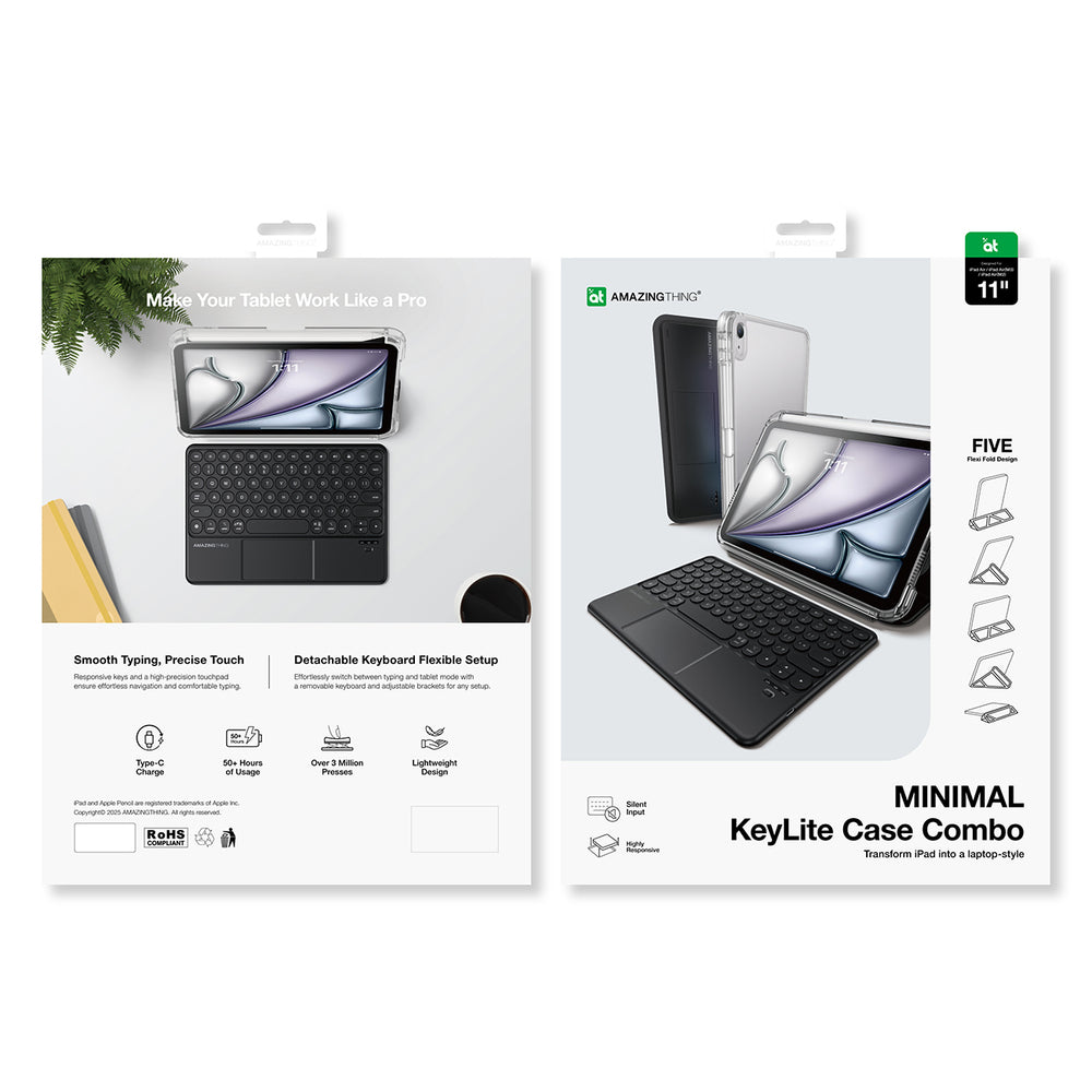 AmazingThing Minimal Case KeyLite Combo Keyboard Case for iPad Air 11" M2/M3/M4 (2024/2025/2026) - Black_4