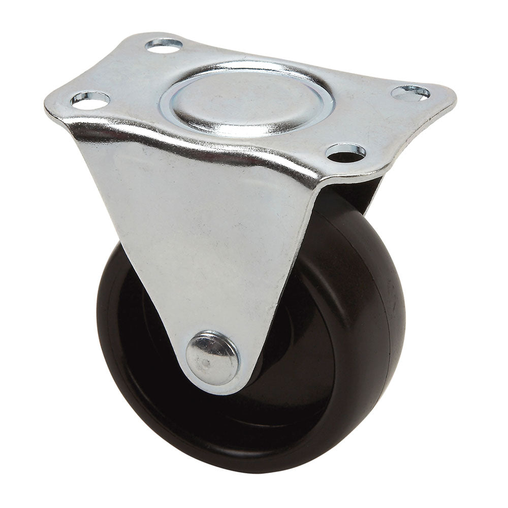 Roda fixa com placa e eixo liso, cor preta, carga mÃ¡x. 20 kg, Ã¸ 4 cm_0