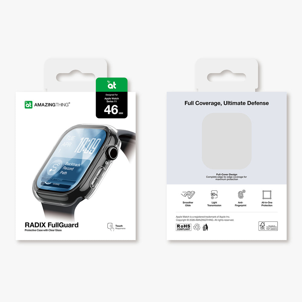 AmazingThing Radix Glass Screen Protector with Case for Apple Watch Series 11 46mm - Clear_10