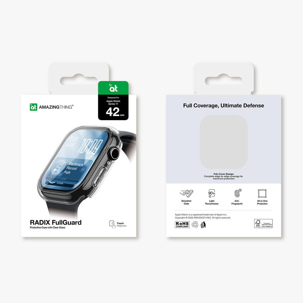 AmazingThing Radix Glass Screen Protector with Case for Apple Watch Series 11 42mm - Clear_10