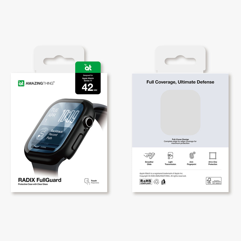 AmazingThing Radix Glass Screen Protector with Case for Apple Watch Series 11 42mm - Black_10