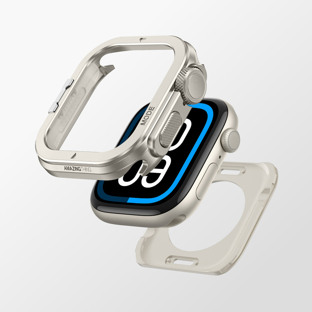 AmazingThing Titan Pro Metal Case for Apple Watch 11 46mm Aluminum - Titanium_2