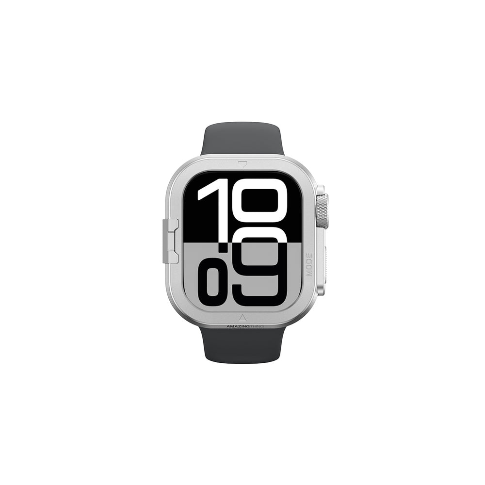 AmazingThing Titan Pro Metal Case for Apple Watch 11 46mm Aluminum - Silver_2