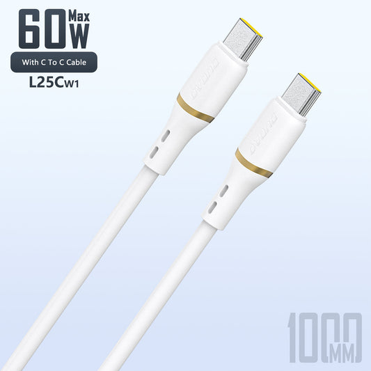 Dudao L25C USB-C - USB-C Silicone Cable 60W 1m - White_0