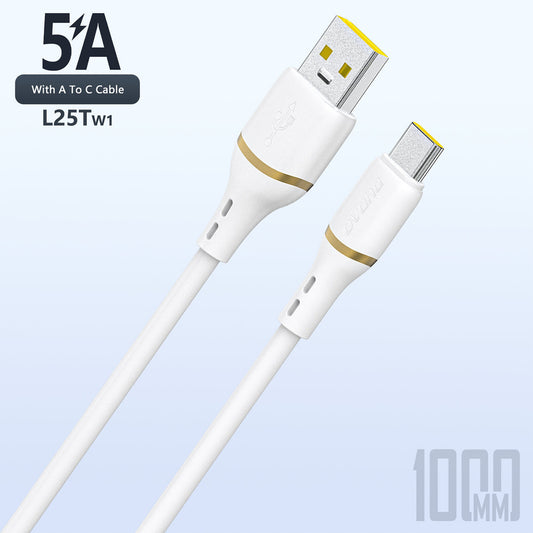 Dudao L25T USB-A - USB-C Silicone Cable 5A 1m - White_0