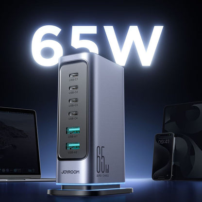 Ładowarka Joyroom JR-TCM02 GaN 65W stacja ładująca 4xUSB-C 2xUSB-A wtyczka UK - szara_6