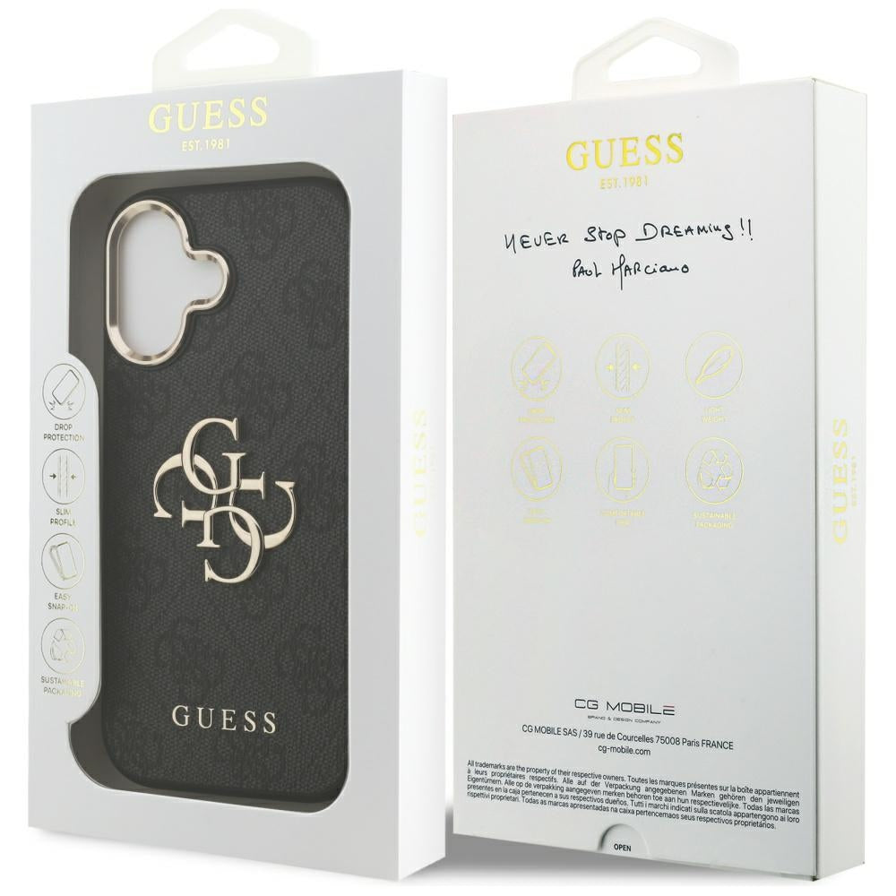 Guess 4G Big 4G Classic Logo Case for iPhone 17 - Black and Gold_7