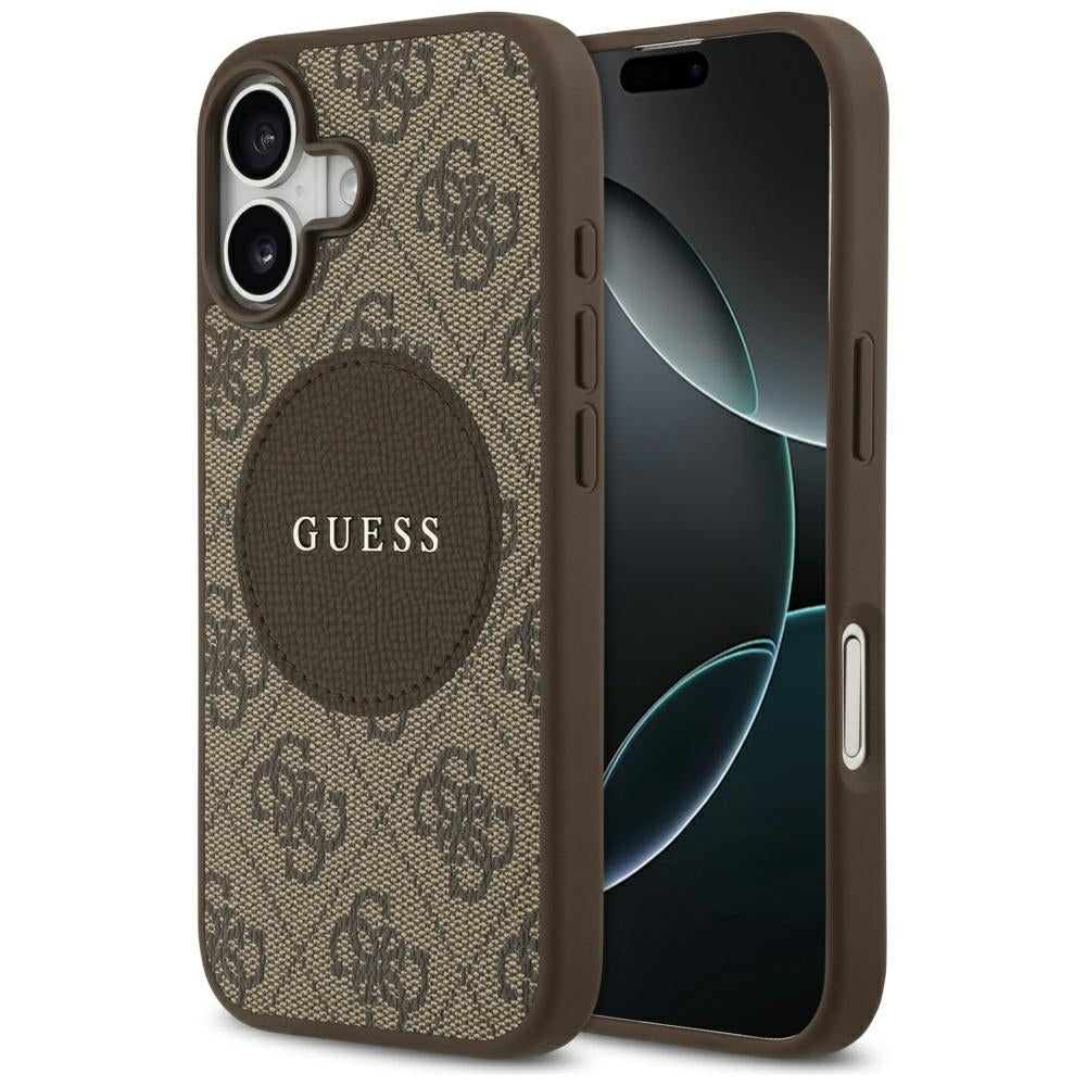 Guess 4G Circle Classic Logo MagSafe case for iPhone 17 - brown_0