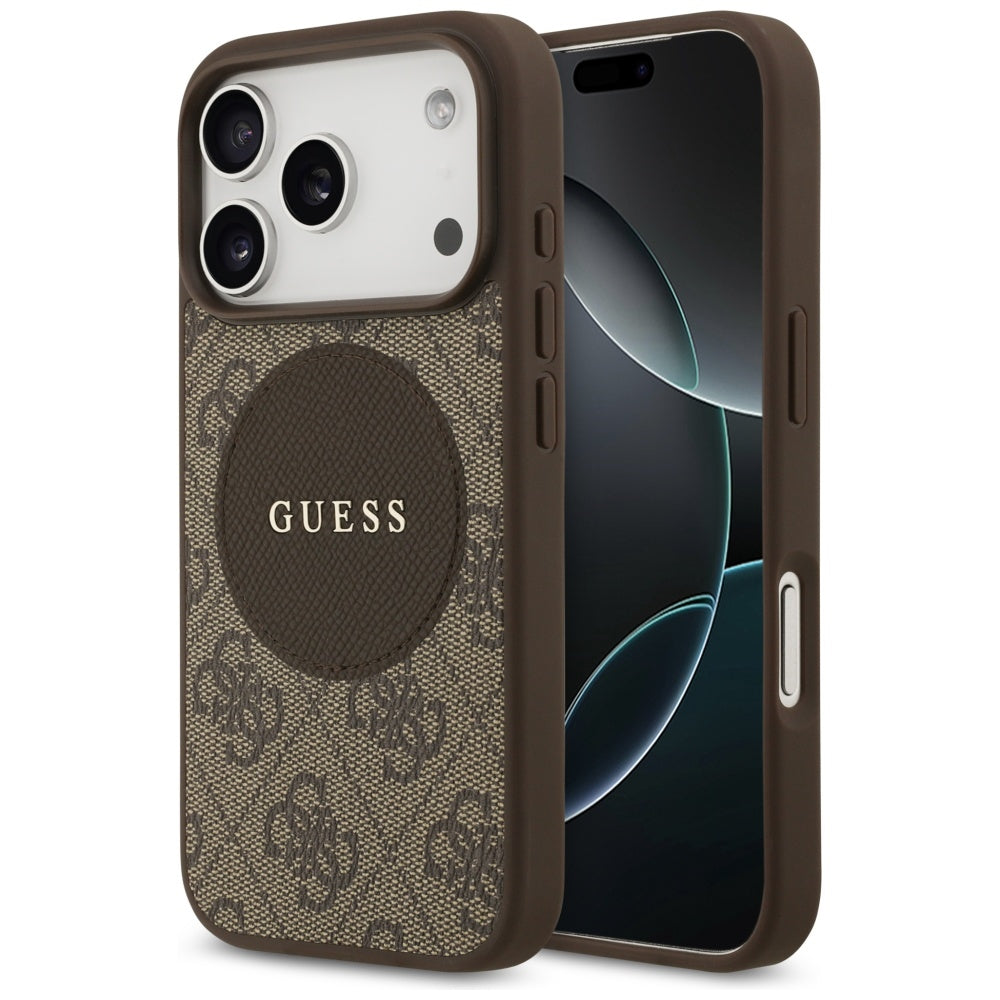 Guess 4G Circle Classic Logo MagSafe case for iPhone 17 Pro - brown_0