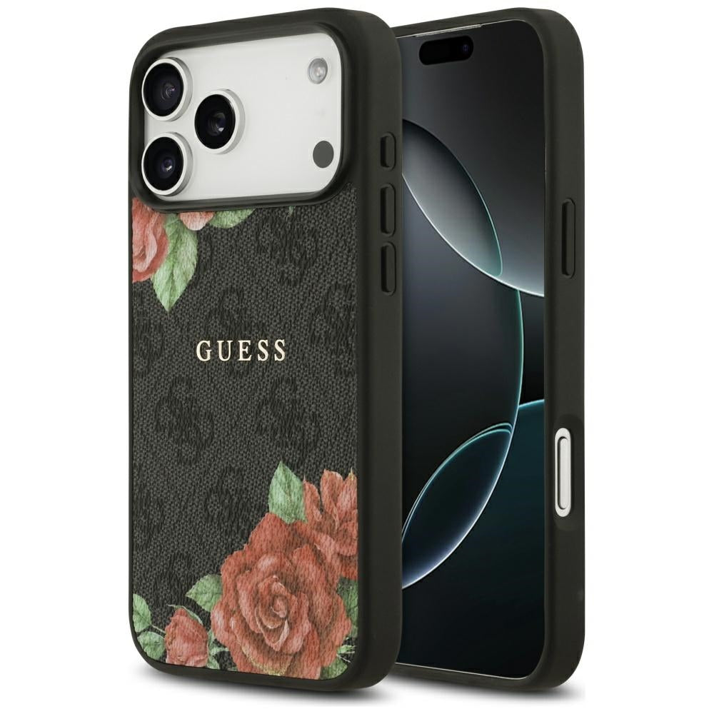 Guess 4G Flowers Print MagSafe case for iPhone 17 Pro - black_0