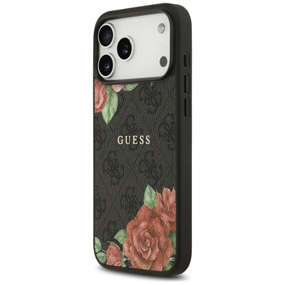 Guess 4G Flowers Print MagSafe case for iPhone 17 Pro - black_1