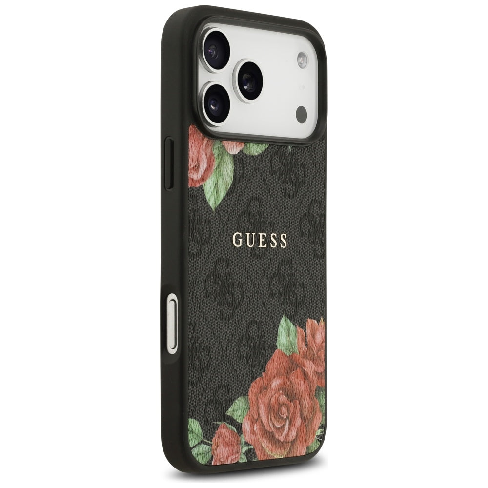 Guess 4G Flowers Print MagSafe case for iPhone 17 Pro - black_3