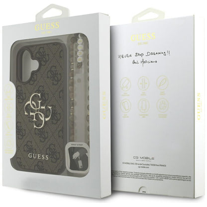 Guess 4G Strap 4G Classic Logo Case for iPhone 16 - Brown_7