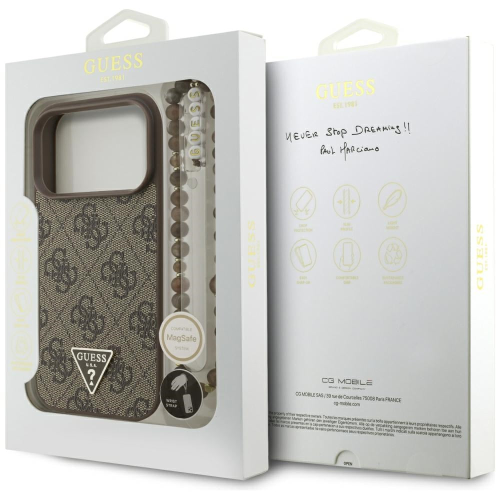 Guess 4G Strap Triangle Logo MagSafe case for iPhone 17 Pro - brown_7