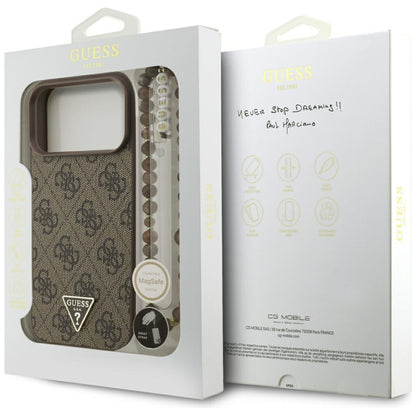 Guess 4G Strap Triangle Logo MagSafe Case for iPhone 17 Pro Max - Brown_7