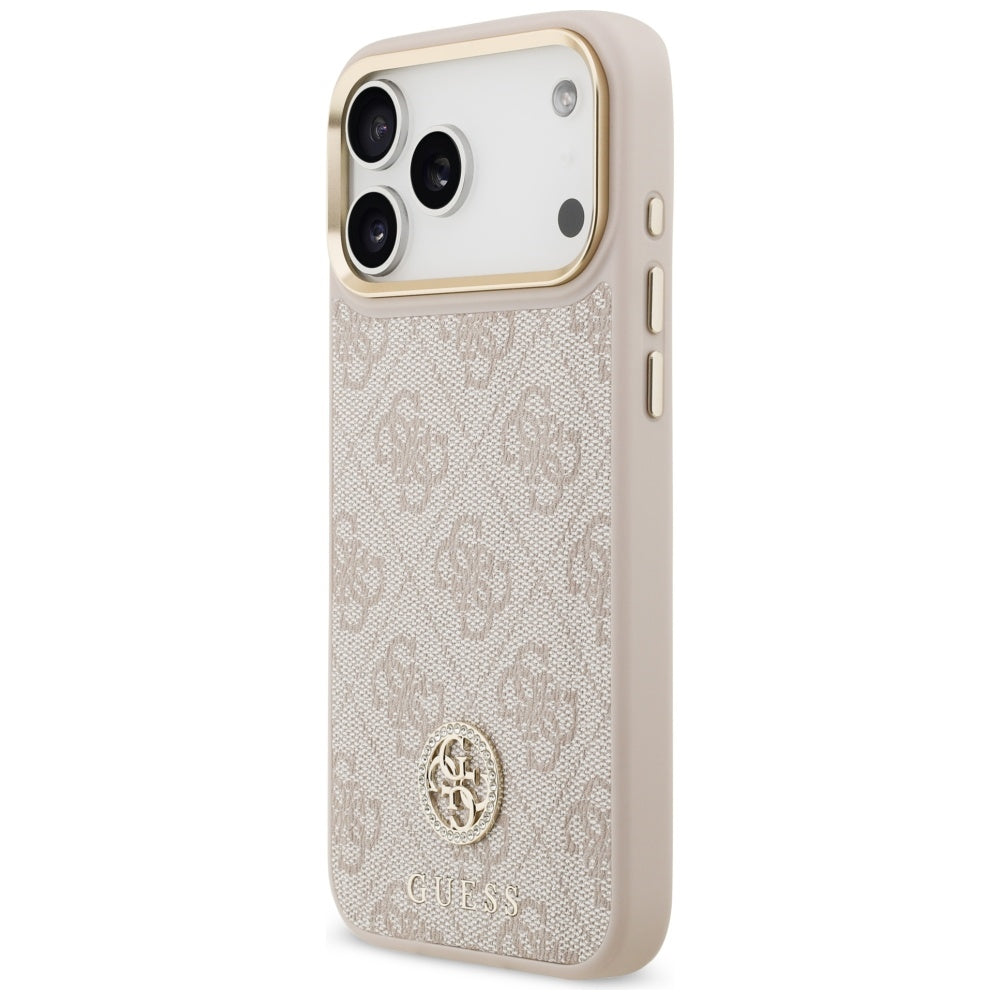 Guess 4G Strass Logo &amp; Big Strap Metal Buttons MagSafe Case for iPhone 17 Pro Max - Pink_1