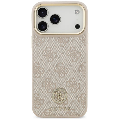 Guess 4G Strass Logo &amp; Big Strap Metal Buttons MagSafe Case for iPhone 17 Pro Max - Pink_2