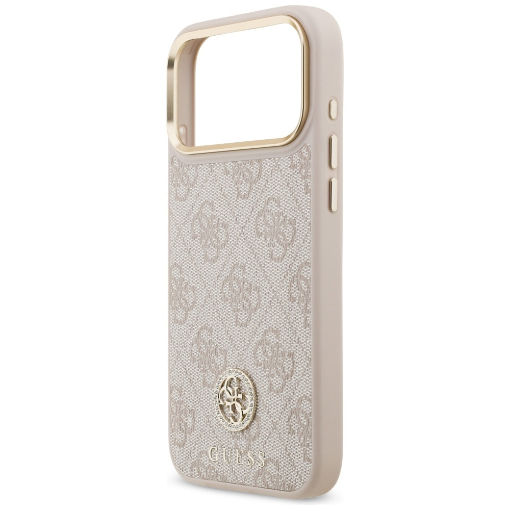 Guess 4G Strass Logo &amp; Big Strap Metal Buttons MagSafe Case for iPhone 17 Pro Max - Pink_5