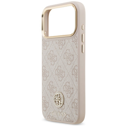 Guess 4G Strass Logo &amp; Big Strap Metal Buttons MagSafe Case for iPhone 17 Pro Max - Pink_5