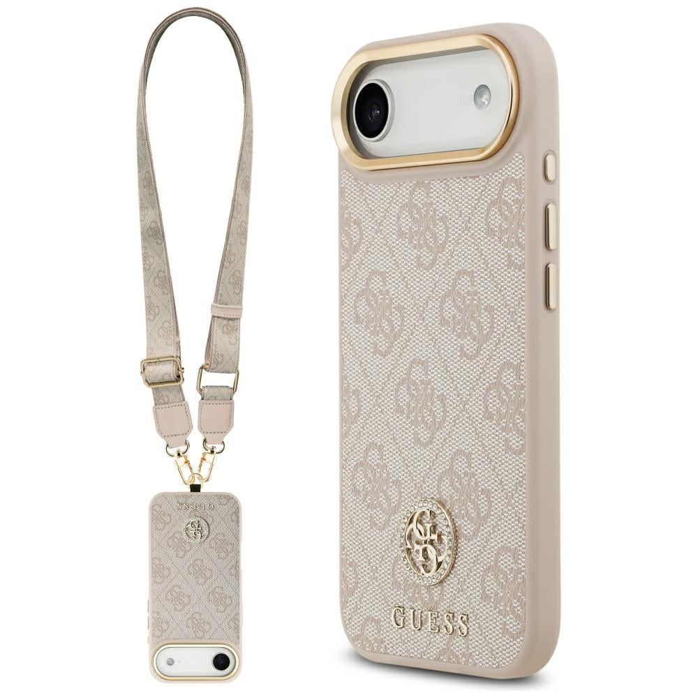 Guess 4G Strass Logo &amp; Big Strap Metal Buttons MagSafe Case for iPhone Air - Pink_0