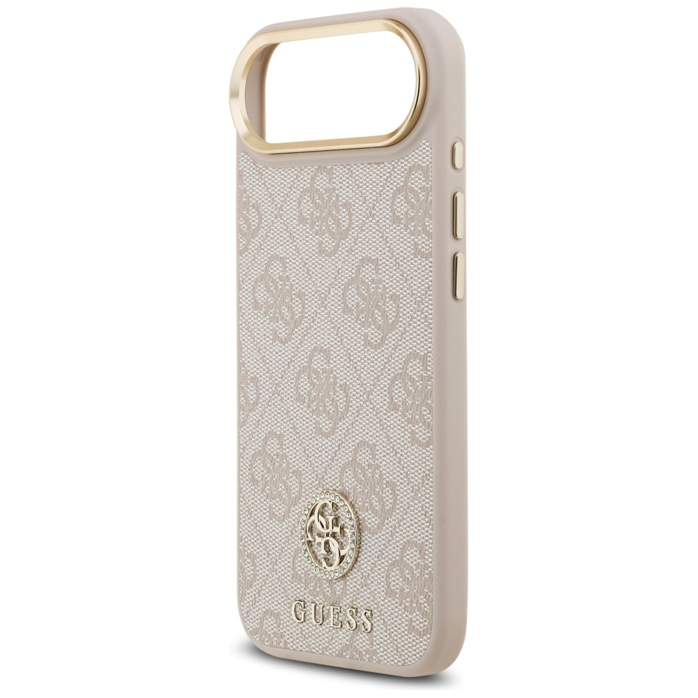 Guess 4G Strass Logo &amp; Big Strap Metal Buttons MagSafe Case for iPhone Air - Pink_5