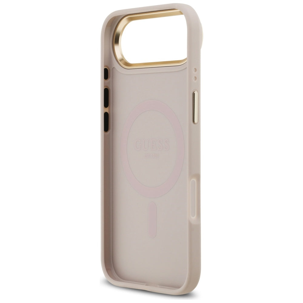 Guess 4G Strass Logo &amp; Big Strap Metal Buttons MagSafe Case for iPhone Air - Pink_6