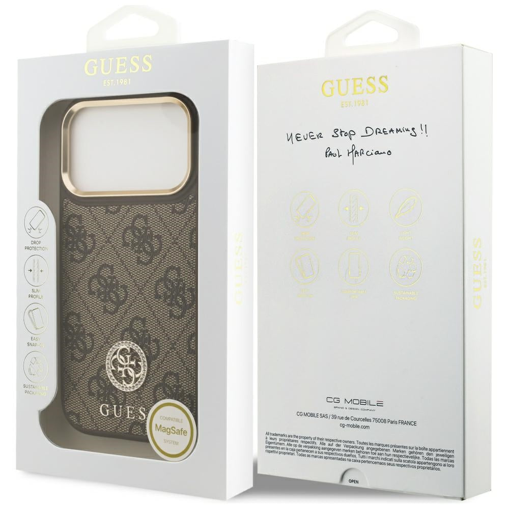 Guess 4G Strass Logo MagSafe case for iPhone 17 Pro - brown_7