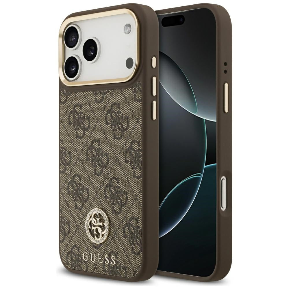 Guess 4G Strass Logo MagSafe Case for iPhone 17 Pro Max - Brown_0