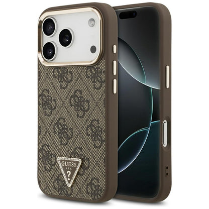 Guess 4G Triangle Logo MagSafe Case for iPhone 17 Pro - Brown and Gold_0