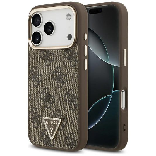 Guess 4G Triangle Logo MagSafe Case for iPhone 17 Pro - Brown and Gold_0
