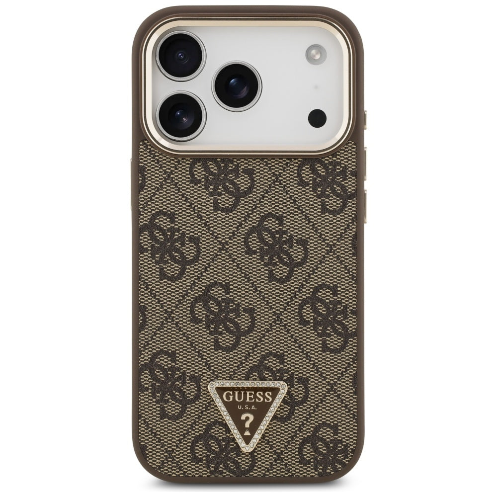 Guess 4G Triangle Logo MagSafe Case for iPhone 17 Pro - Brown and Gold_2