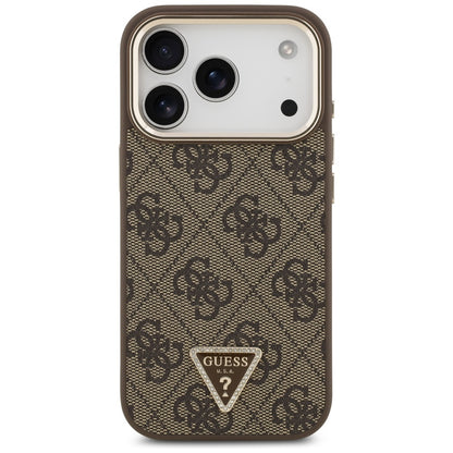Guess 4G Triangle Logo MagSafe Case for iPhone 17 Pro - Brown and Gold_2