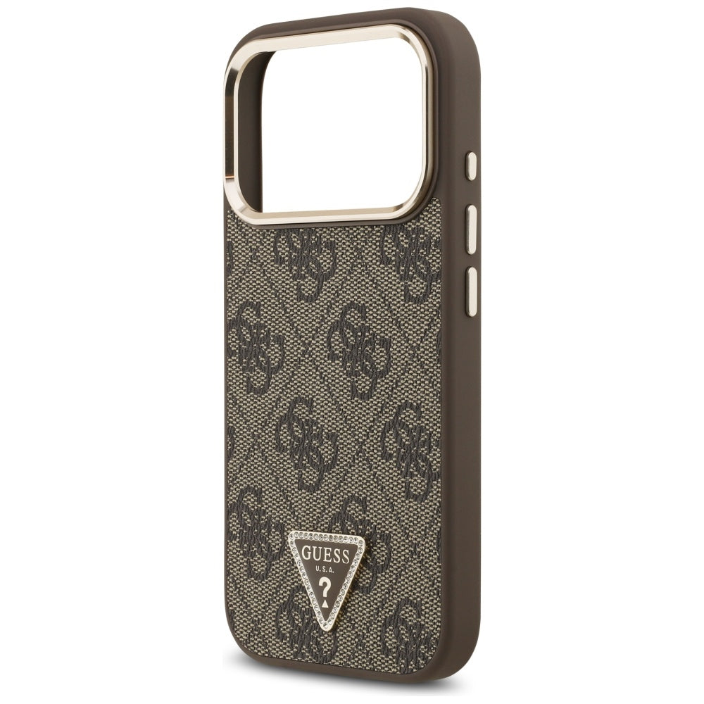 Guess 4G Triangle Logo MagSafe Case for iPhone 17 Pro - Brown and Gold_5