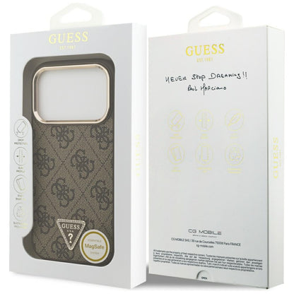 Guess 4G Triangle Logo MagSafe Case for iPhone 17 Pro - Brown and Gold_7