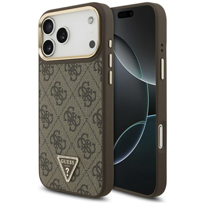 Guess 4G Triangle Logo MagSafe Case for iPhone 17 Pro Max - Brown &amp; Gold_0