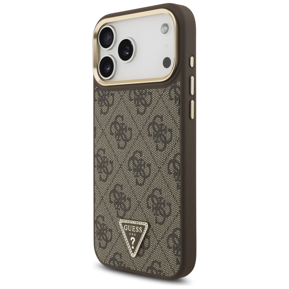 Guess 4G Triangle Logo MagSafe Case for iPhone 17 Pro Max - Brown &amp; Gold_1