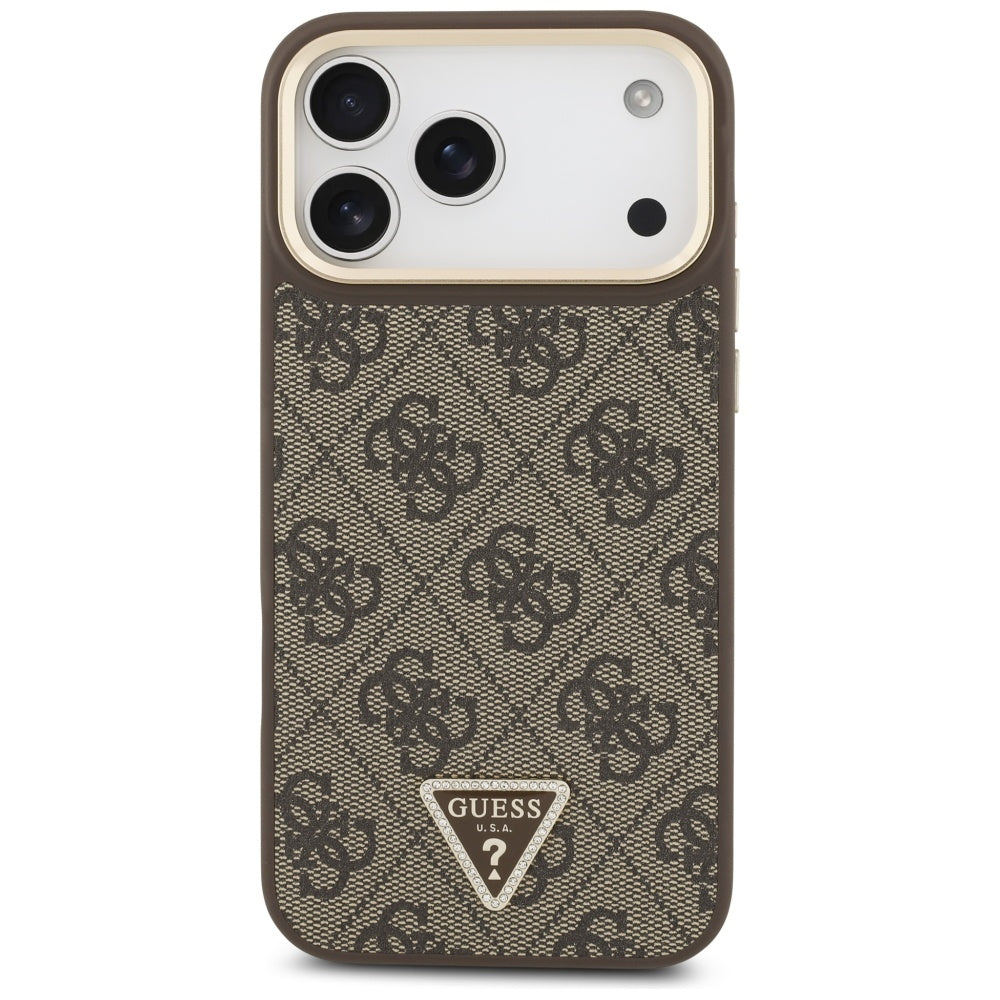 Guess 4G Triangle Logo MagSafe Case for iPhone 17 Pro Max - Brown &amp; Gold_2