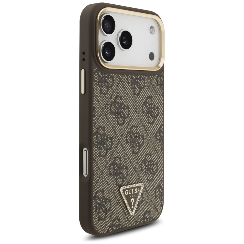 Guess 4G Triangle Logo MagSafe Case for iPhone 17 Pro Max - Brown &amp; Gold_3