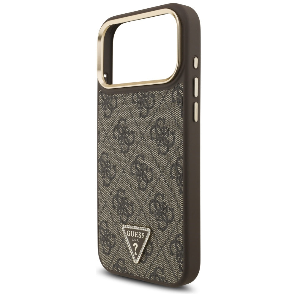 Guess 4G Triangle Logo MagSafe Case for iPhone 17 Pro Max - Brown &amp; Gold_5