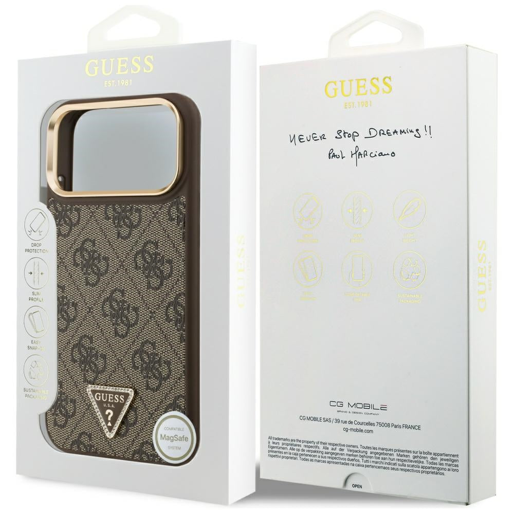 Guess 4G Triangle Logo MagSafe Case for iPhone 17 Pro Max - Brown &amp; Gold_7