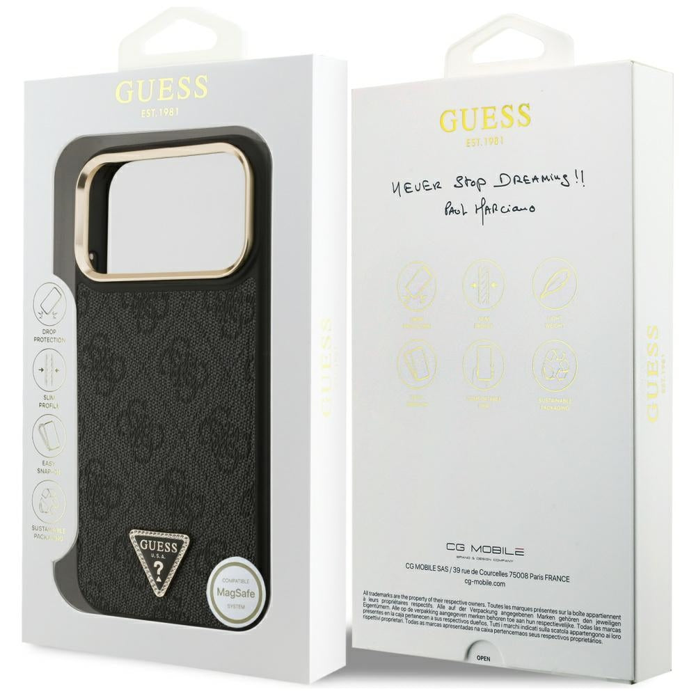 Guess 4G Triangle Logo MagSafe Case for iPhone 17 Pro Max - Black and Gold_7