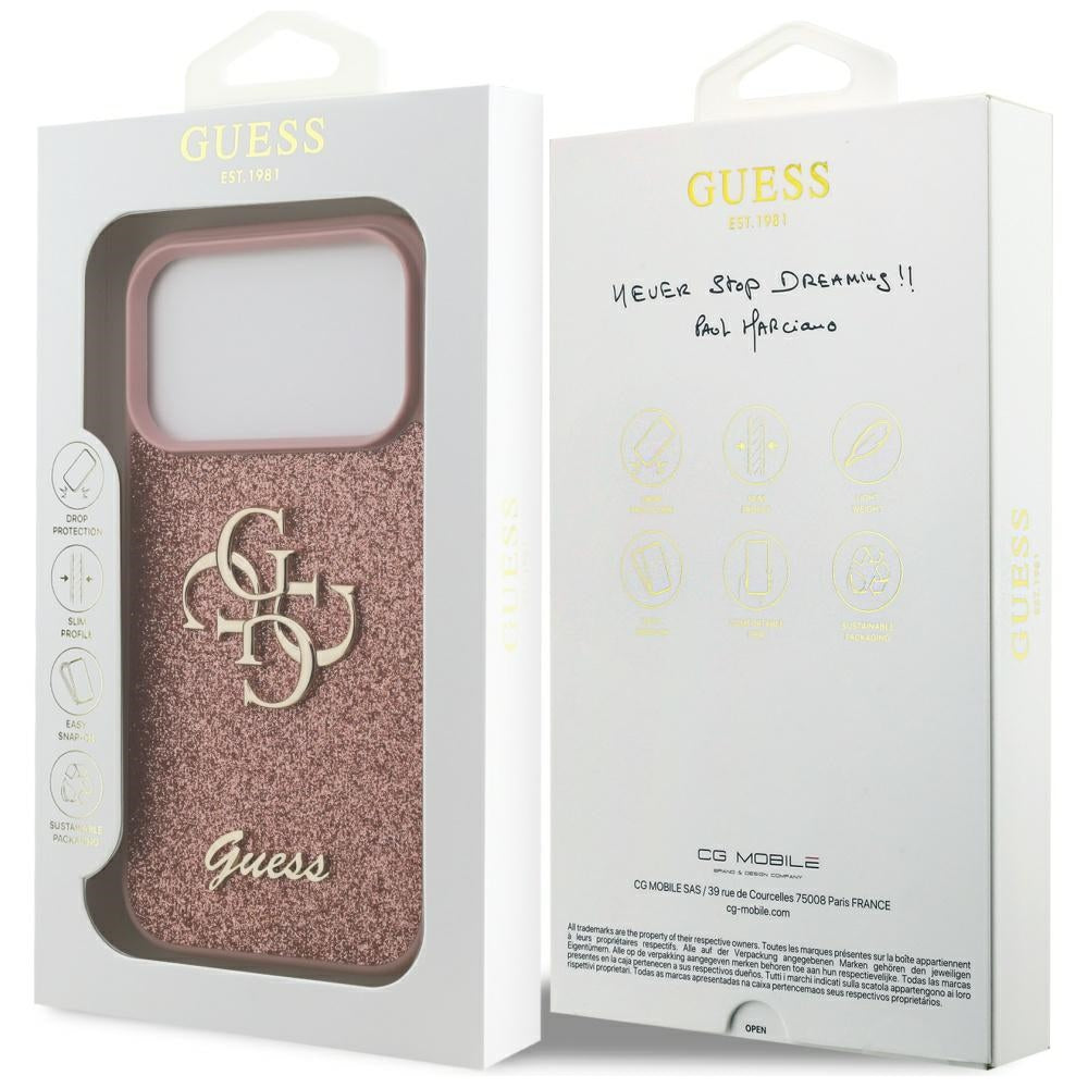 Guess Fixed Glitter Big 4G Case for iPhone 17 Pro - Pink_7