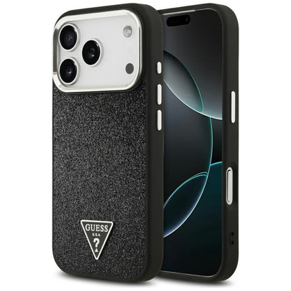 Guess Glitter Triangle Logo MagSafe Case for iPhone 17 Pro - Black_0