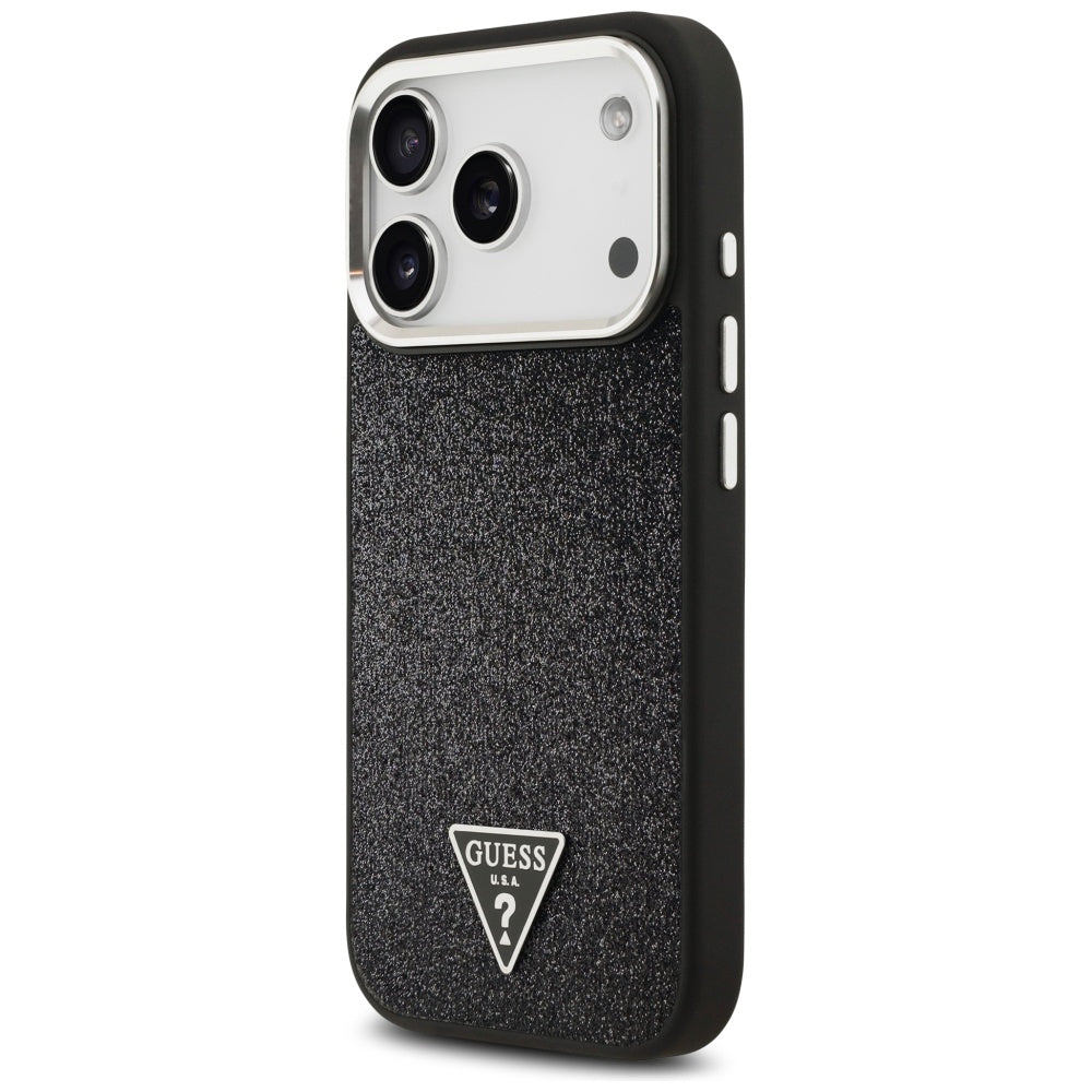 Guess Glitter Triangle Logo MagSafe Case for iPhone 17 Pro - Black_1