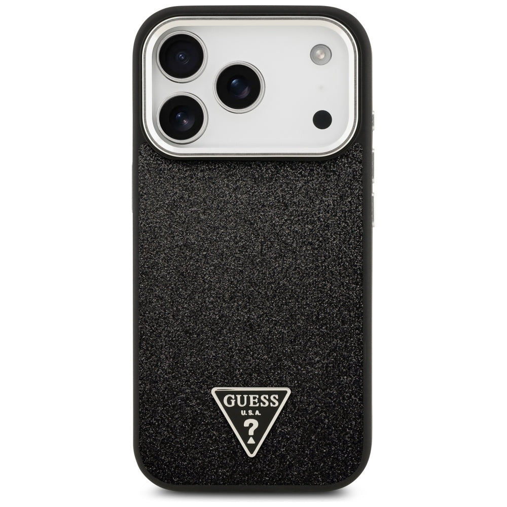 Guess Glitter Triangle Logo MagSafe Case for iPhone 17 Pro - Black_2