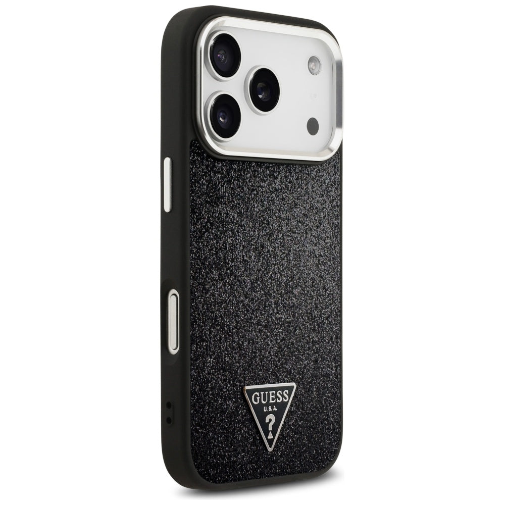 Guess Glitter Triangle Logo MagSafe Case for iPhone 17 Pro - Black_3