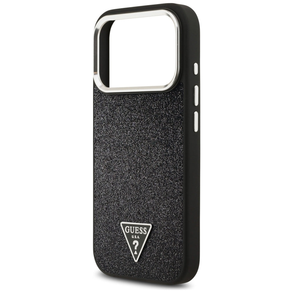 Guess Glitter Triangle Logo MagSafe Case for iPhone 17 Pro - Black_5