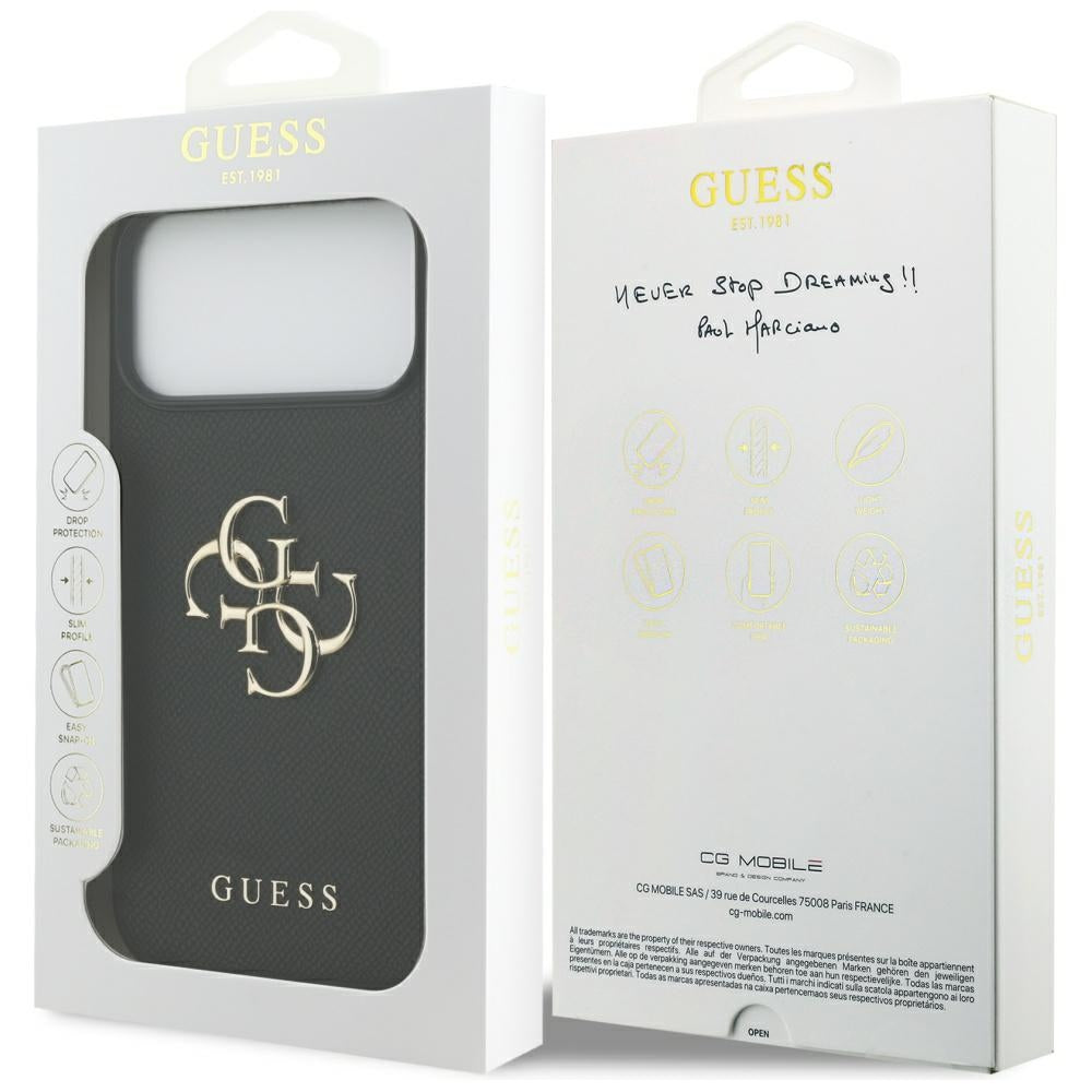 Guess Grained Big 4G &amp; Classic Logo case for iPhone 17 Pro Max - black_7