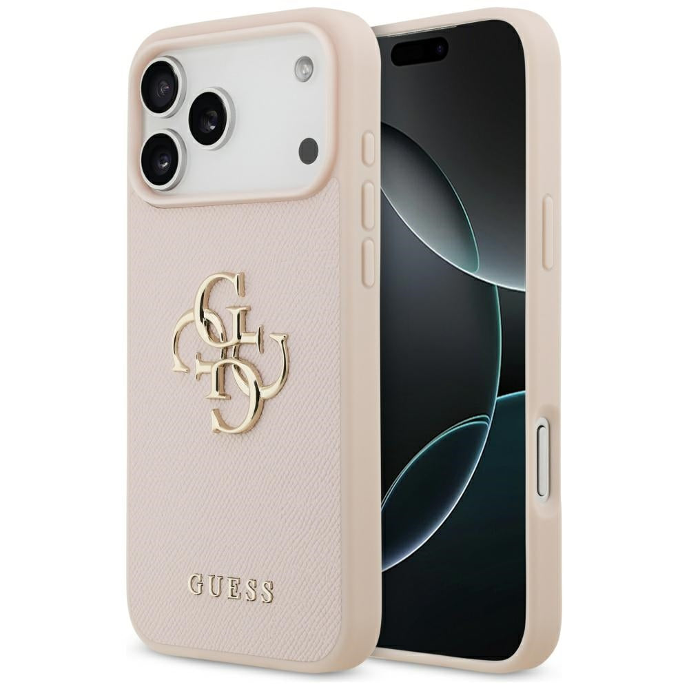 Guess Grained Big 4G &amp; Classic Logo Case for iPhone 17 Pro Max - Pink_0